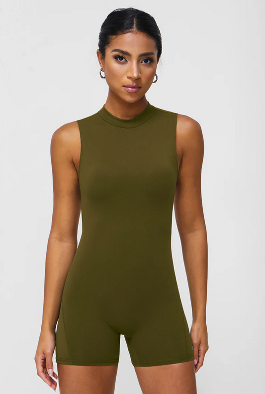 Scrunch Backless Bodysuit Army Green