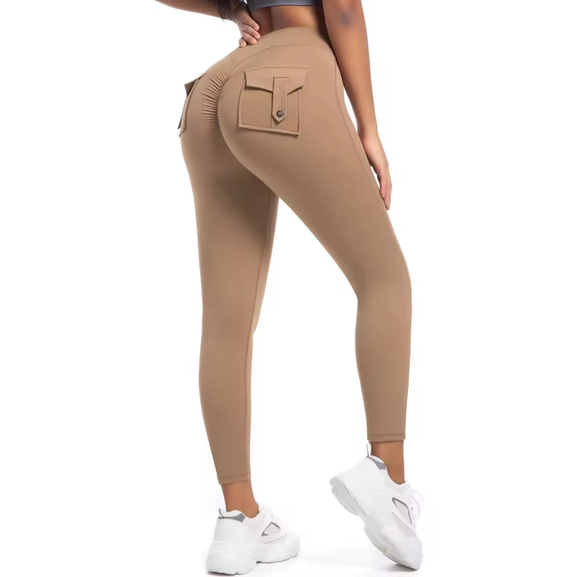 Cargo Pocket Leggings Light Coffee