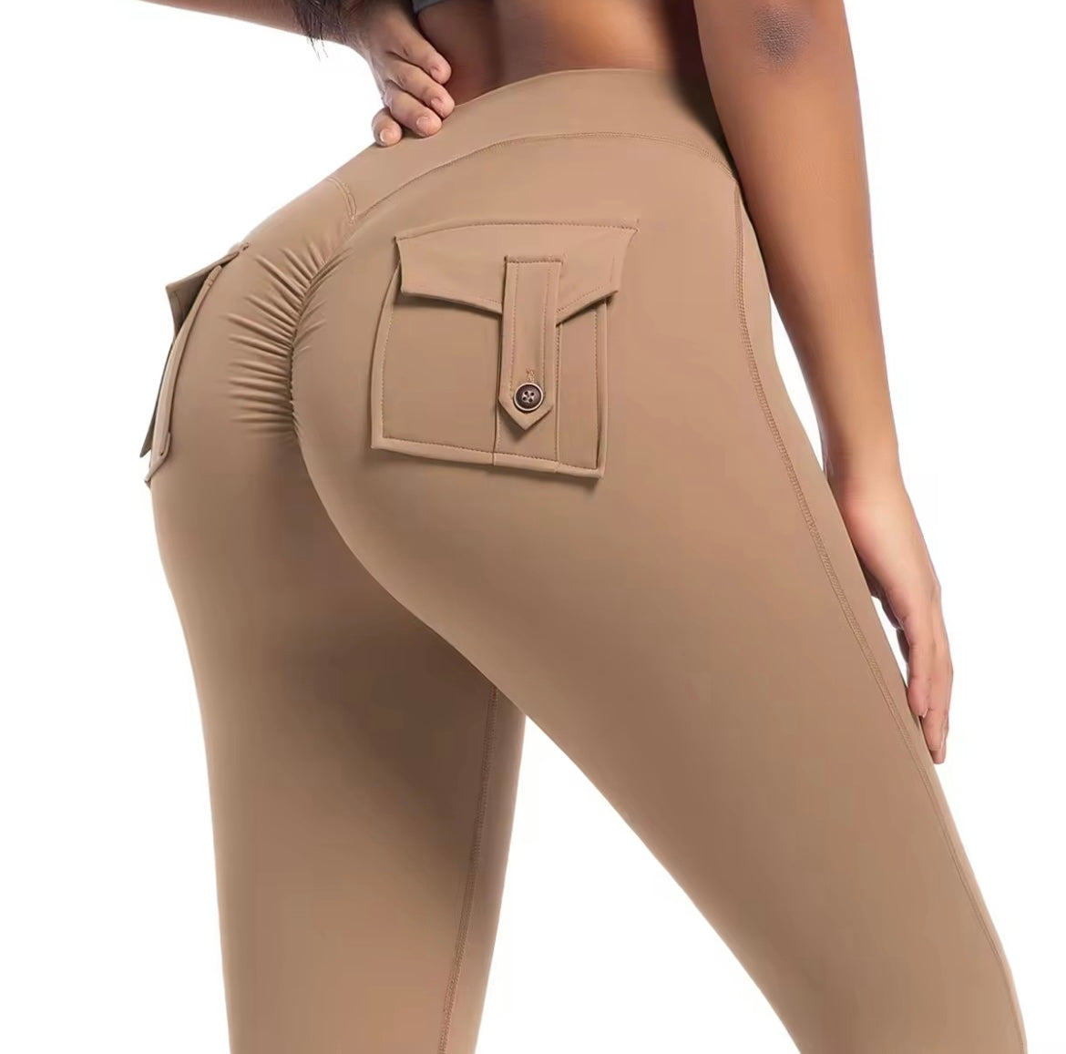 Cargo Pocket Leggings Light Coffee