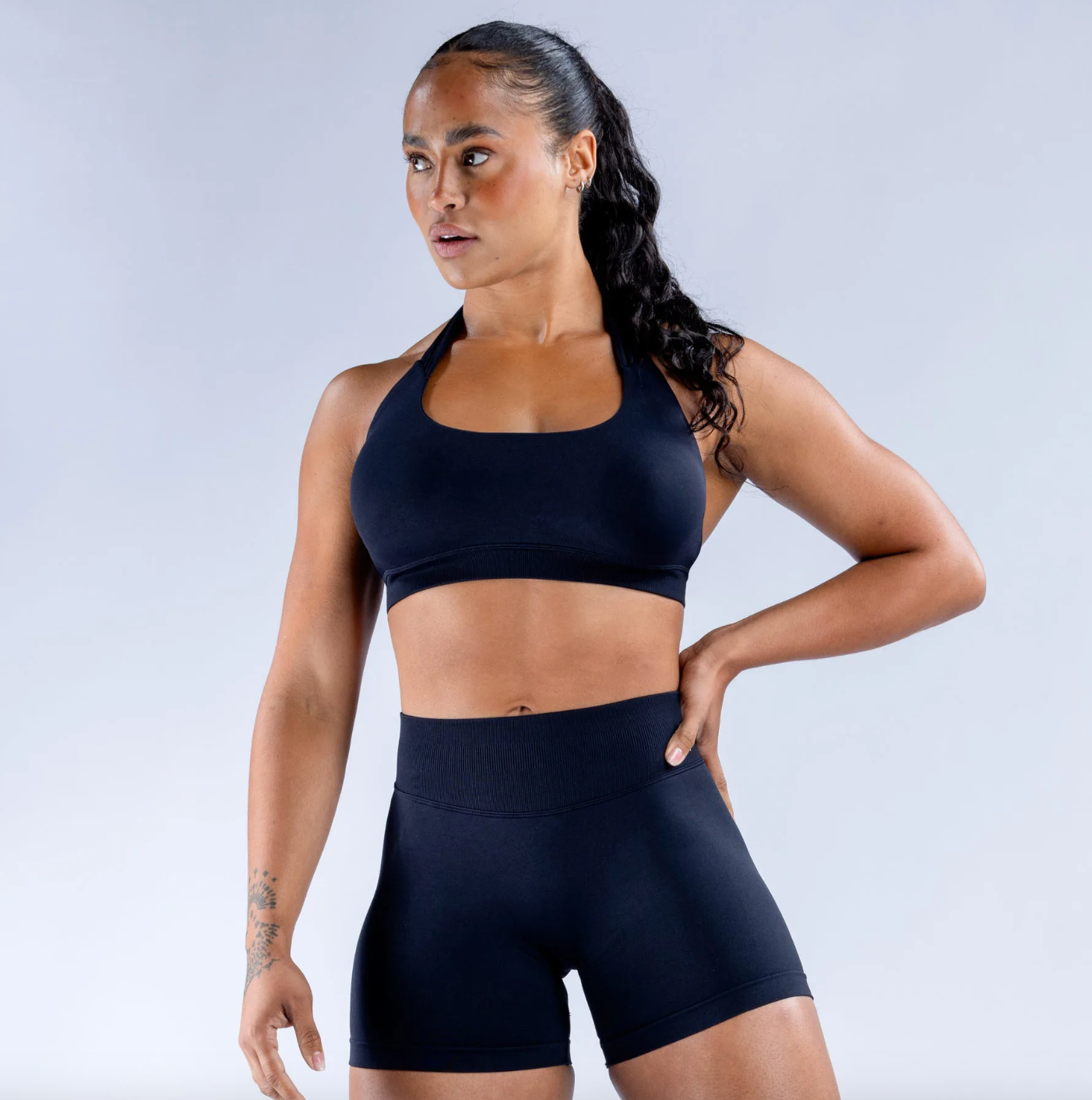 Ribbed Backless Bra Black