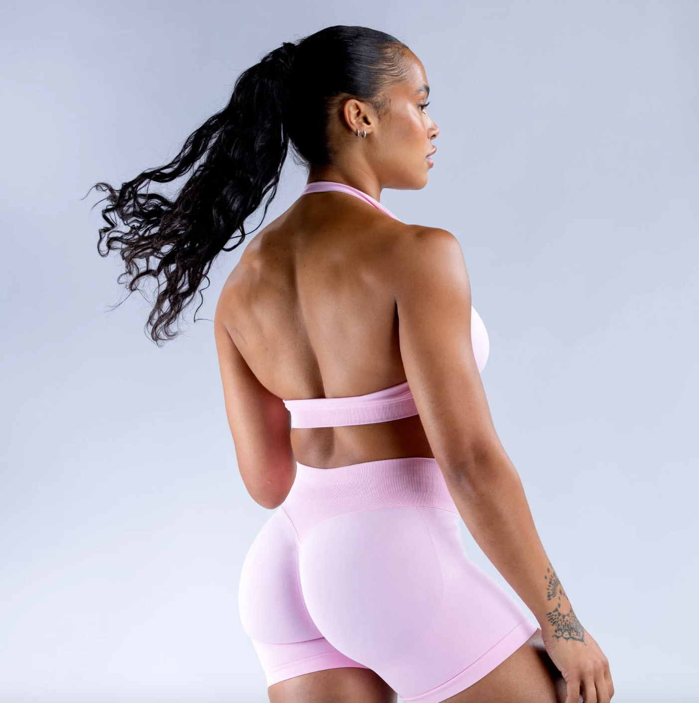Ribbed Backless Bra Pink