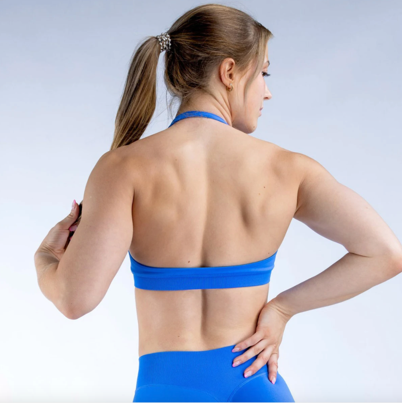Ribbed Backless Bra  Cobalt Blue