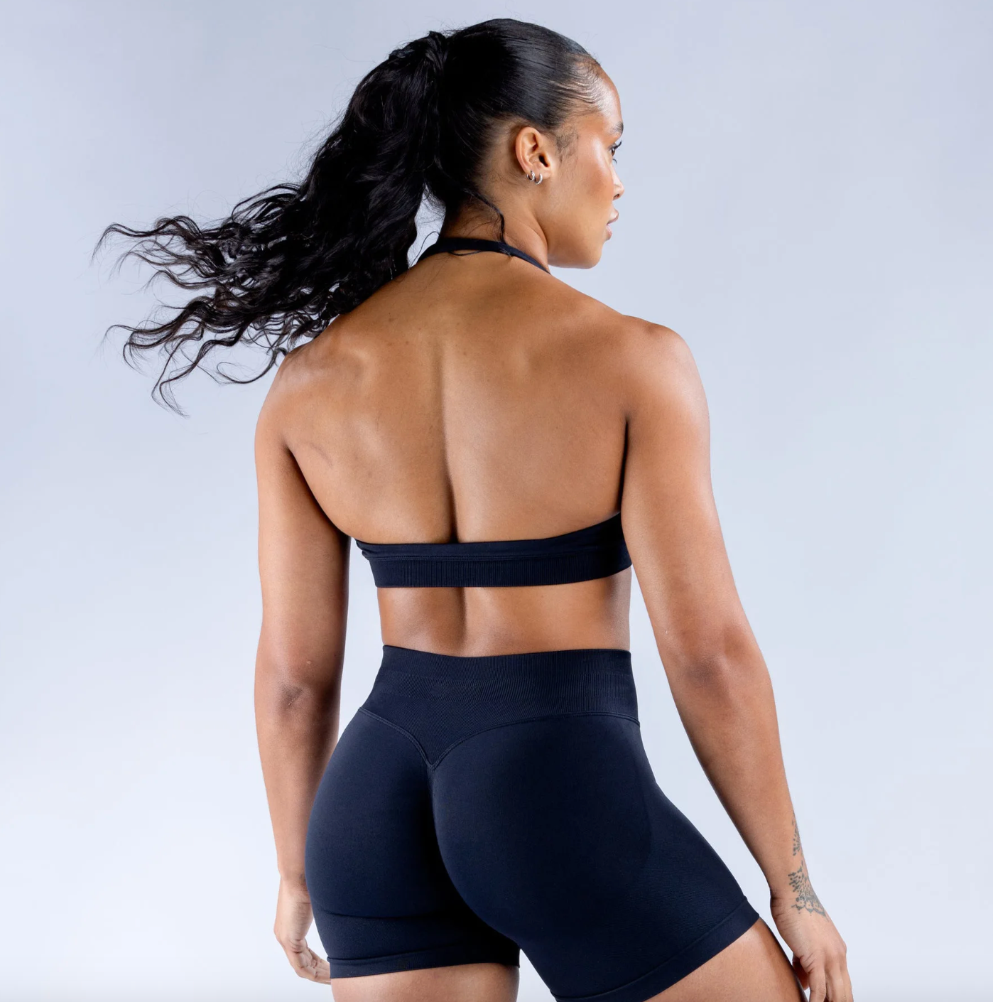 Ribbed Backless Bra Black