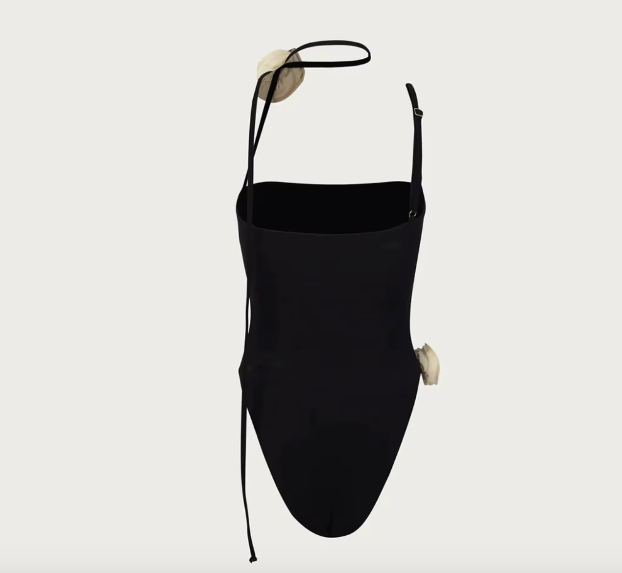 White Flower Swimsuit Black