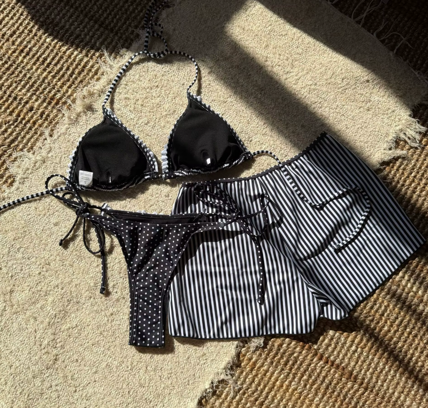 Stripe Bikini Set Black