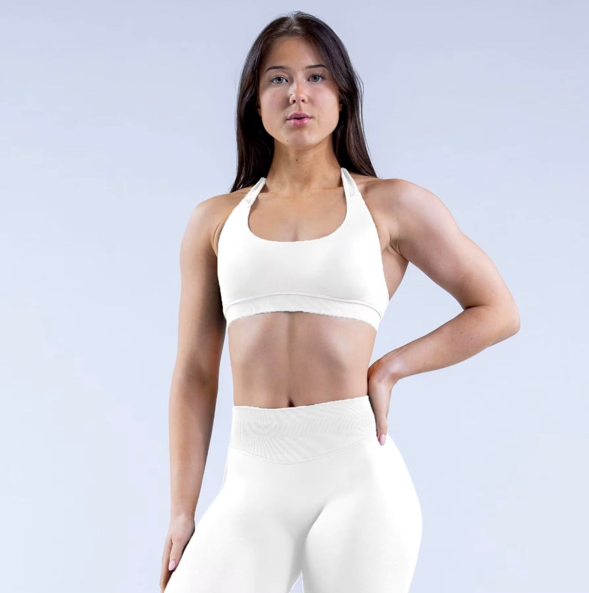 Ribbed Backless Bra White