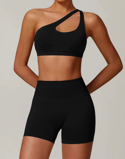Morena Compression Shorts and Bra Set Black