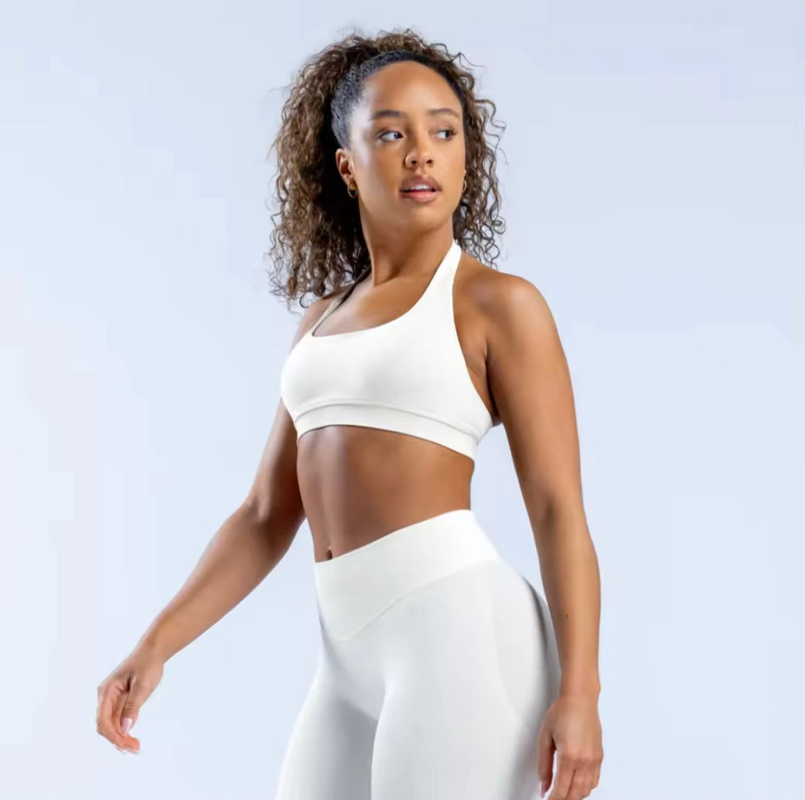 Ribbed Backless Bra White