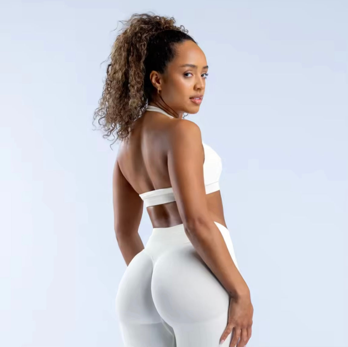 Ribbed Backless Bra White