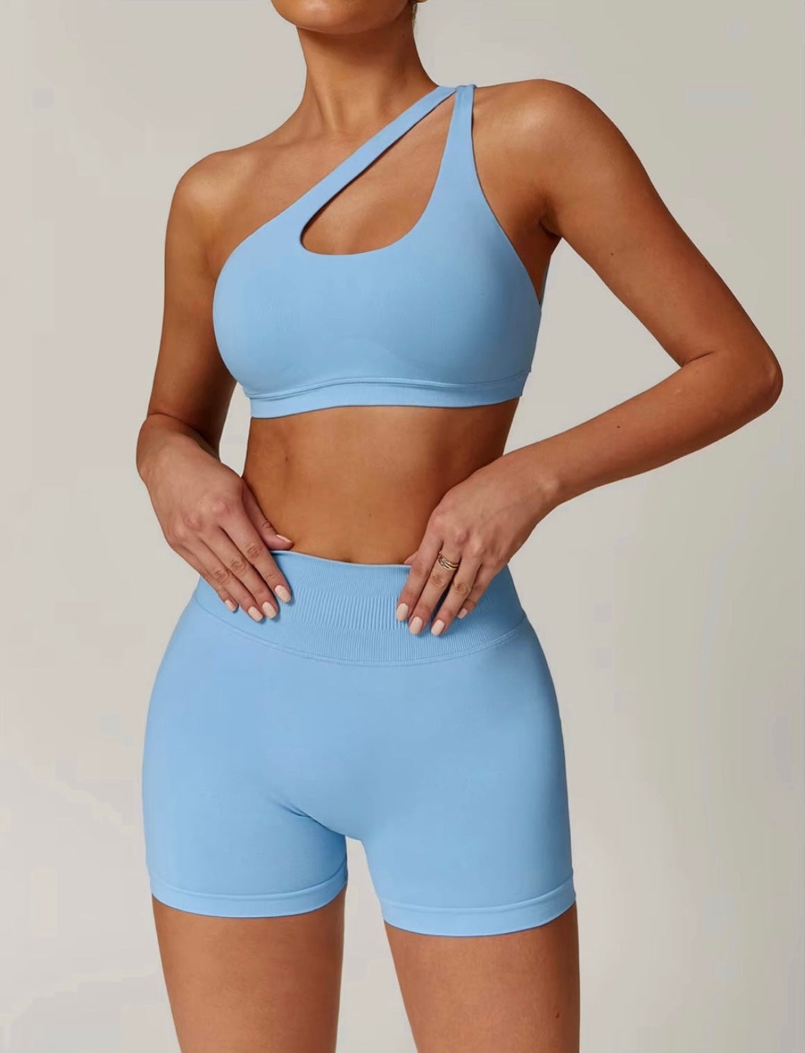 Morena Compression Shorts and Bra Set Light Blue
