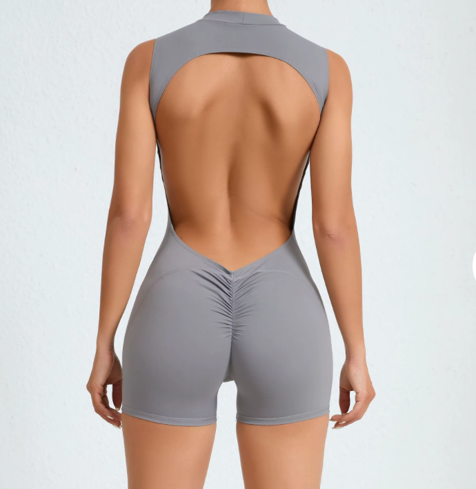 Scrunch Backless Bodysuit Grey