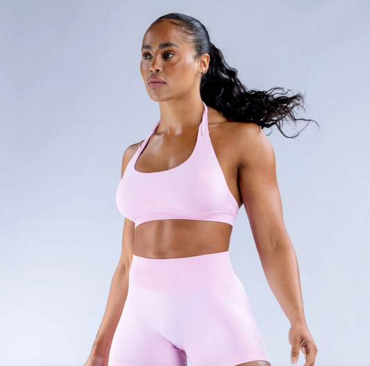 Ribbed Backless Bra Pink
