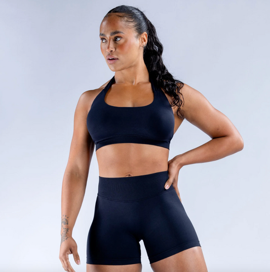Ribbed Backless Bra Black