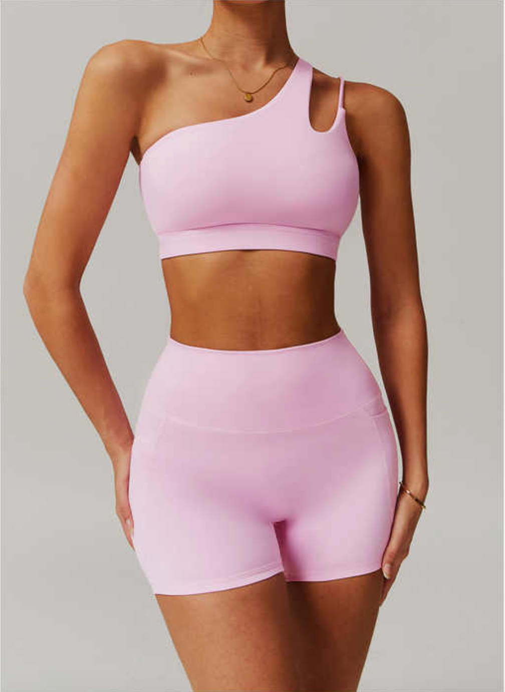 Sculpting One Shoulder Sports bra Pink