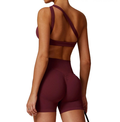 Morena Compression Shorts and Bra Set Wine Red