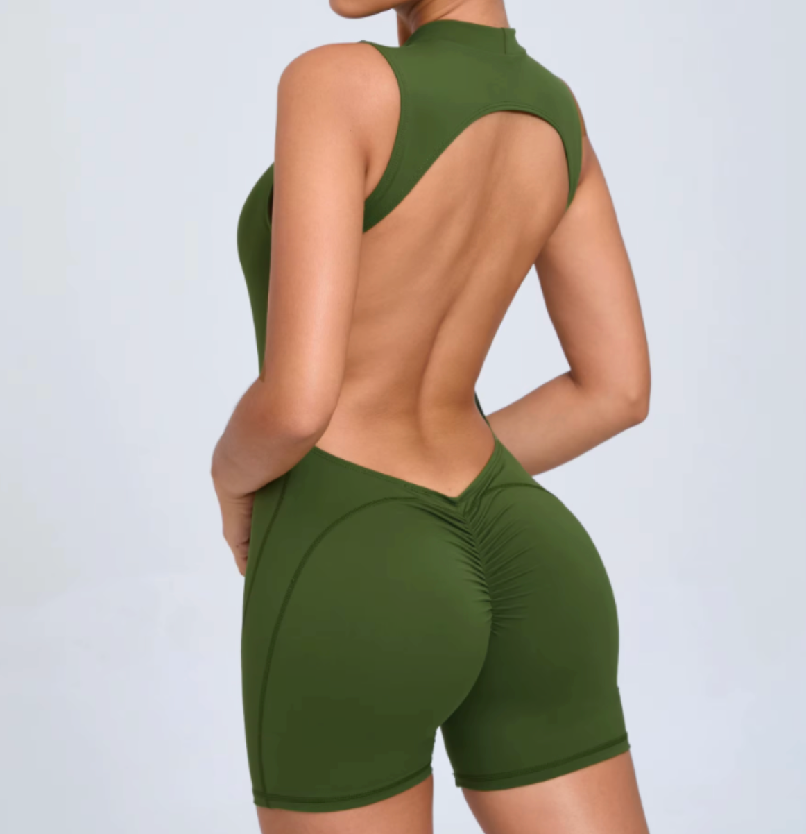 Scrunch Backless Bodysuit Army Green