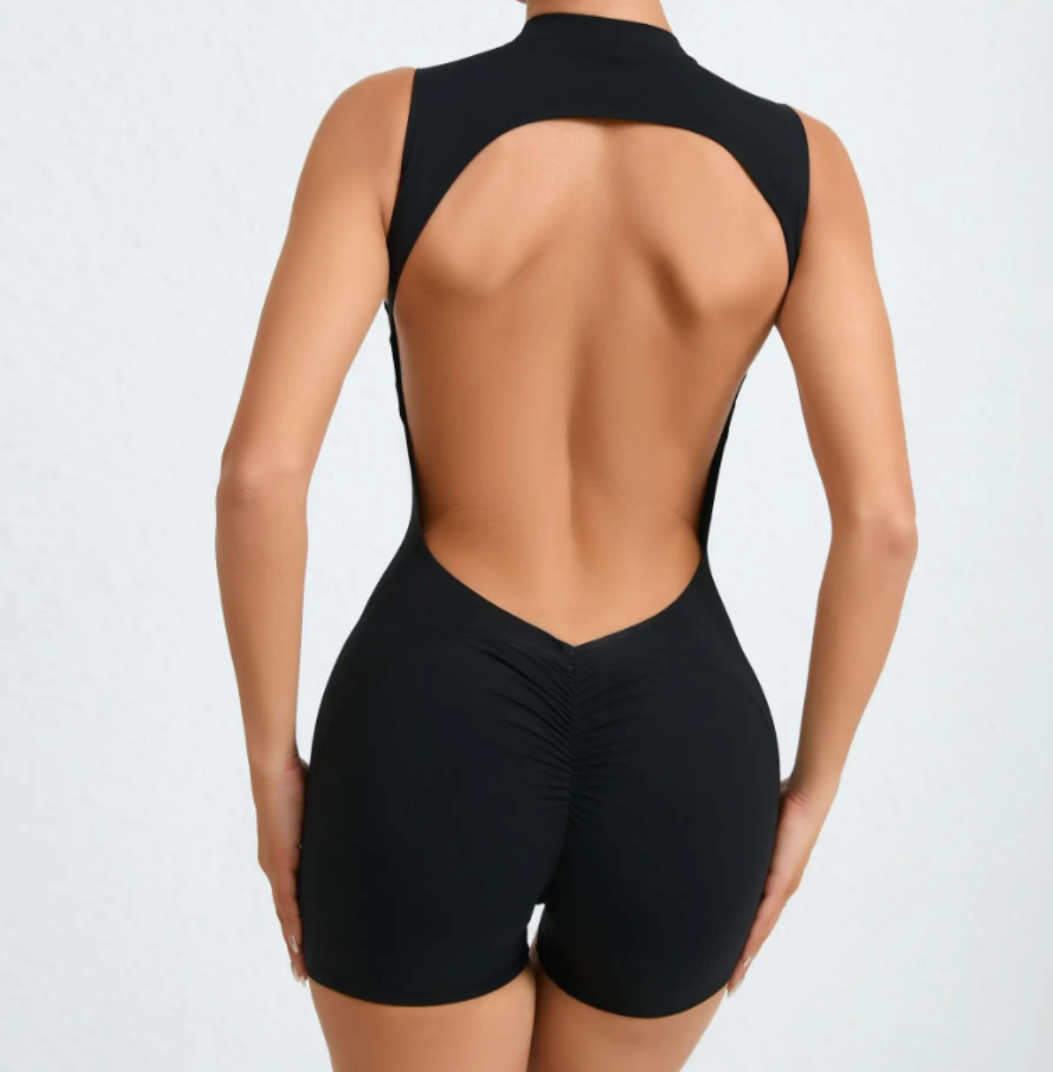 Scrunch Backless Bodysuit Black