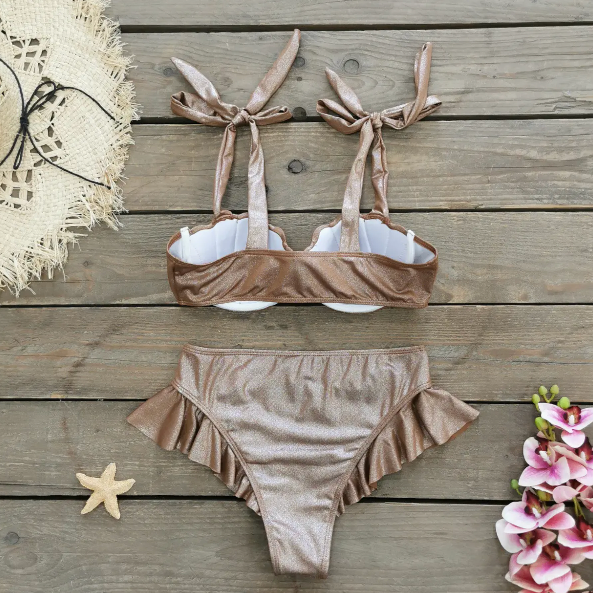 Seashell Sparkling Bikini Bottom Gold