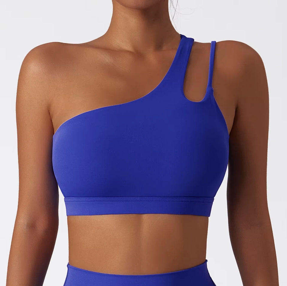 Sculpting One Shoulder Sports bra Klein Blue