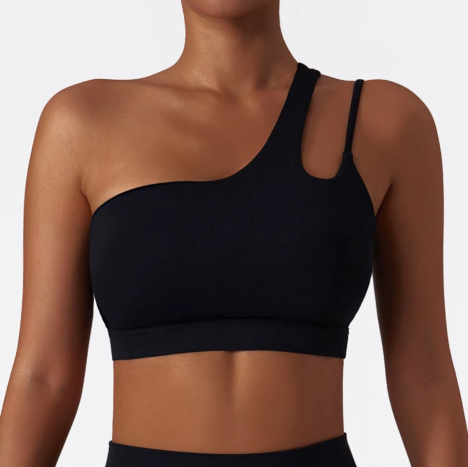 Sculpting One Shoulder Sports bra Black